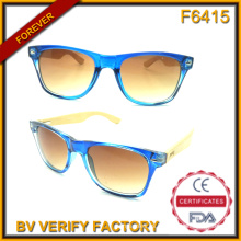 F6415 Nuevo plástico marcos de gafas de sol con templos de bambú